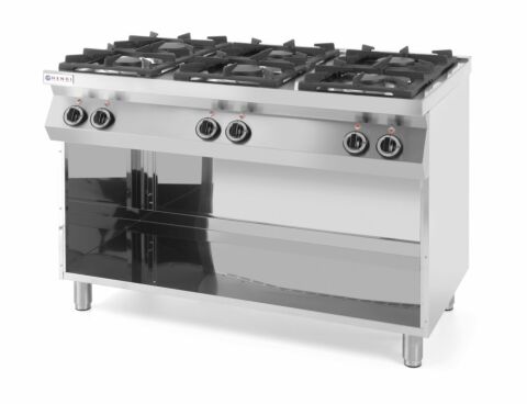 HENDI Gasherd 6 Brenner mit offenem Unterbau, 28,5kW