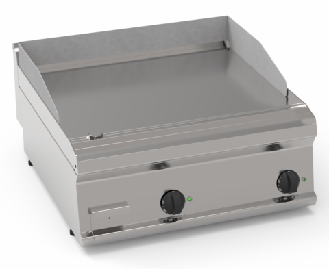 Elektro-Grillplatte glatt hartverchromt – 2 Heizzonen Tischgerät Edelstahl