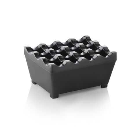 Windaschenbecher, 9,5 x 7,5 x 4,5 cm, schwarz verchromt, Zinkguss