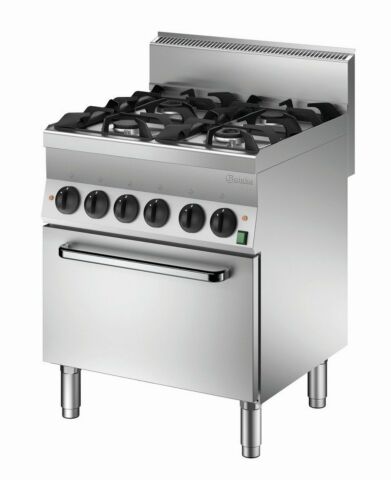 Bartscher 4 Flammen Gasherd mit Elektro-Umluftofen 1/1 GN