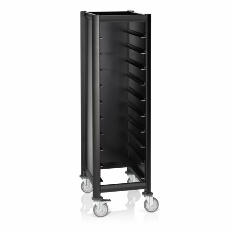 EN Regalwagen SINGLE MENSA BLACK für 10 EN Tabletts Breite 600 mm