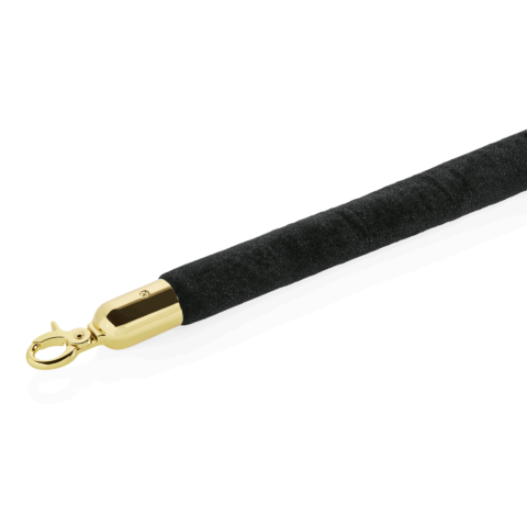 Verbindungstau CLASSIC, Ø 3,2 cm, 1,5 m, schwarz, Velours, goldfarben, Edelstahl
