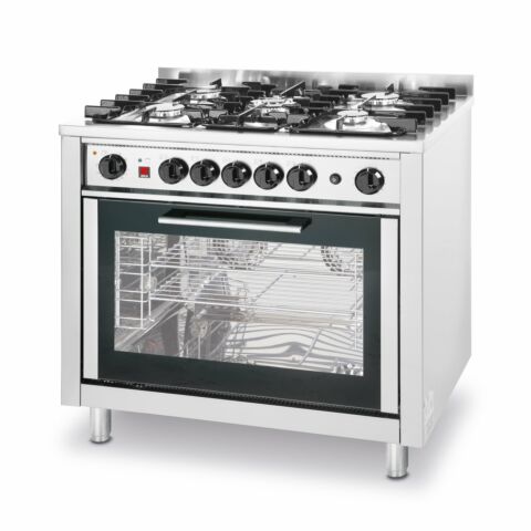 HENDI Gasherd 5 Brenner 14,3 kW, Elektrobackofen 2900W