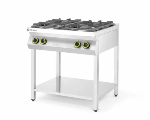 HENDI Gasherd Kitchen Line 4-flammig Edelstahl, offener Unterbau 19 kW