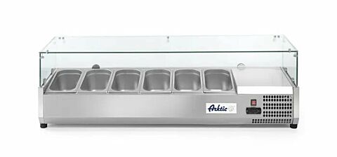 Arktic Aufsatz-Kühlvitrine 6 x GN 1/3 Edelstahl mit Spuckschutz, Tischgerät 180 W