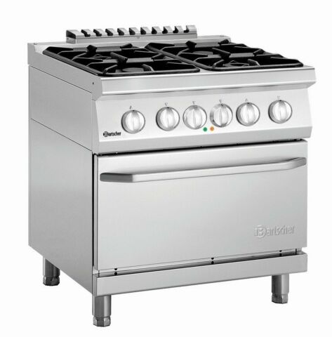 Bartscher 4 Flammen Gasherd mit Elektrobackofen 2/1 GN