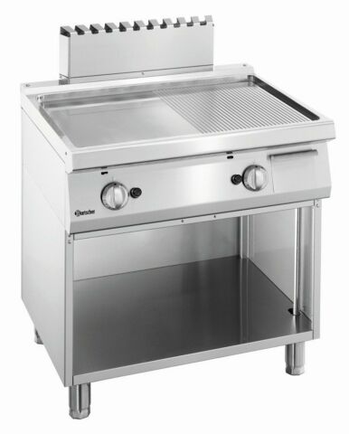 Gas Griddleplatte mit Stahlplatte 1/2 glatt und 1/2 gerillt