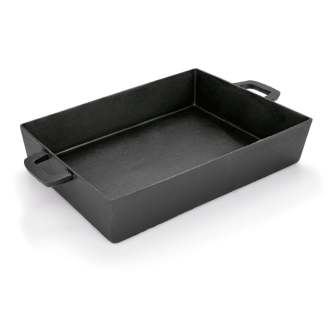 Bräter mit 2 angegossenen Seitengriffen, 39 x 27 x 7 cm, Gusseisen