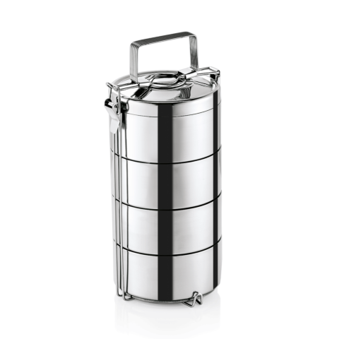 Thermoetagentransportbehälter mit 3 Speiseeinsätzen á 0,6 Liter, Edelstahl