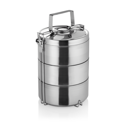 Thermoetagentransportbehälter mit 3 Speiseeinsätzen á 0,9 Liter, Edelstahl