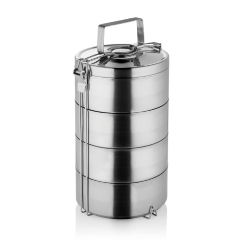 Thermoetagentransportbehälter mit 4 Speiseeinsätzen á 0,9 Liter, Edelstahl