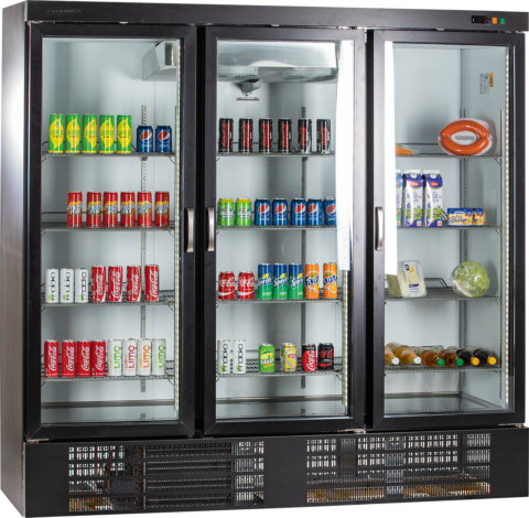 Glastürkühlschrank KU 1850 G mit 3 Drehtüren