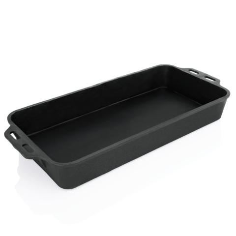 Bräter mit 2 angegossenen Seitengriffen, 71 x 34,5 x 9,5 cm, Gusseisen