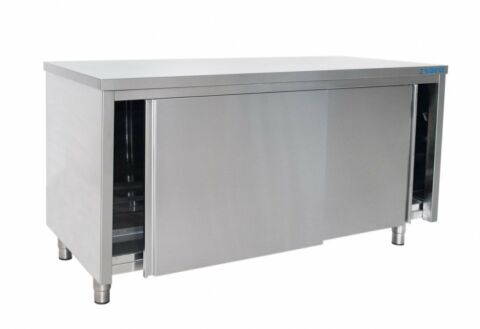 SARO Edelstahlschrank Schiebetür - 600 mm Tiefe, Breite 1800mm