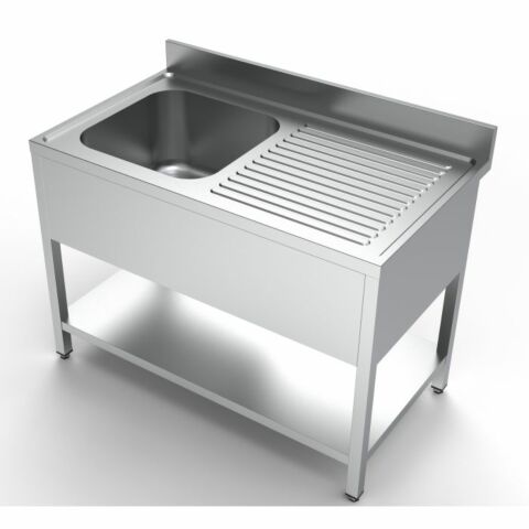 Spültisch 1200 mm, 1 Becken links, Grundboden, 700 mm tief