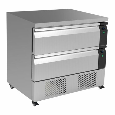 Combisteel Kühl-/Tiefkühltisch Edelstahl – 2 Schubladen, 4× 1/1 GN