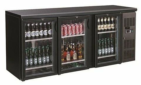 Barkühler schwarz 3 Glastüren 2002 mm, 537 Liter