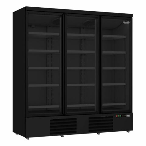 Combisteel Kühlschrank 3 Glastüren Schwarz JDE1530R BL 1880 mm