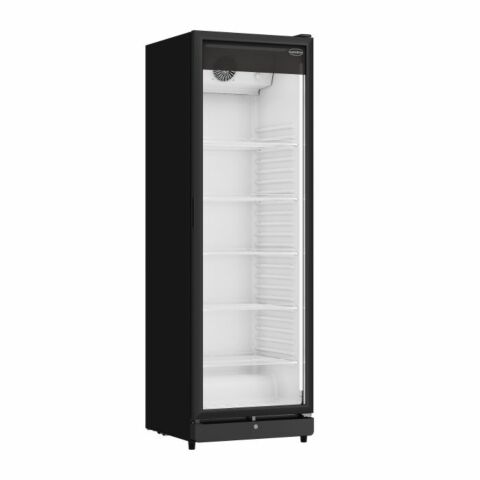 Seitliche Ansicht Combisteel Kühlschrank 1 Glastür Schwarz PIB360R 595 mm