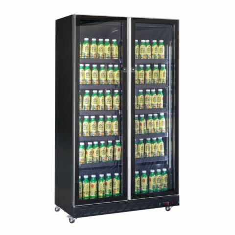 Kühlschrank 2 Glastüren Schwarz
