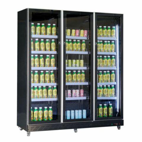 Kühlschrank 3 Glastüren Schwarz