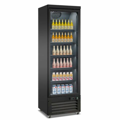 Combisteel Kühlschrank 1 Glastür Schwarz 620 mm