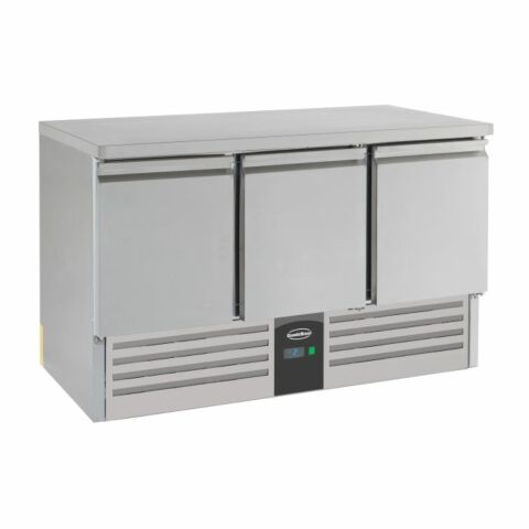 Kühltisch Compact Line mit 3 Türen, Edelstahl, 1365x700x875 mm