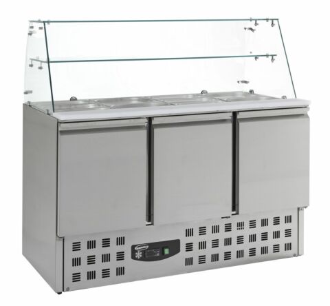 COMBISteel Saladette mit Glasaufsatz für 4x 1/1 GN, 3-türig
