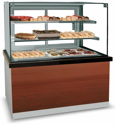MASTRO Kuchentheke Konditoreitheke PRO Holzfront, 1400x780x1350mm gefüllt