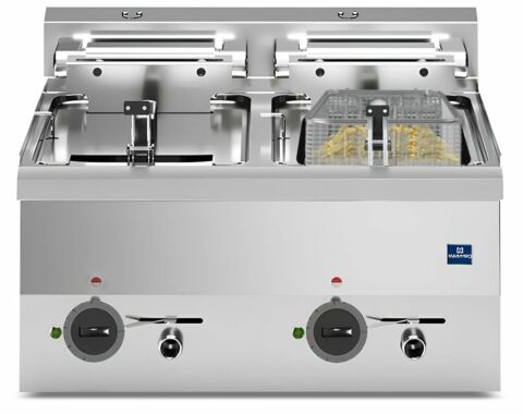 MASTRO Elektro Fritteuse 2 Becken 2x 10L, 400V 18kW, gefüllt
