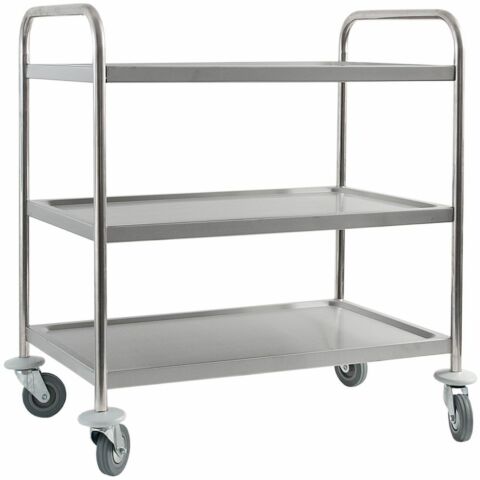 Servierwagen aus Edelstahl, mit drei Borden, 845 x 525 x 940 mm