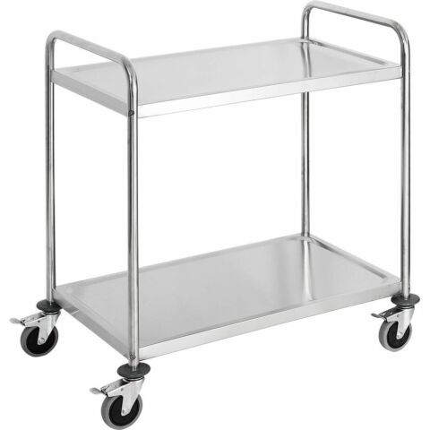 Servierwagen aus Edelstahl, mit zwei Borden, 845 x 525 x 940 mm