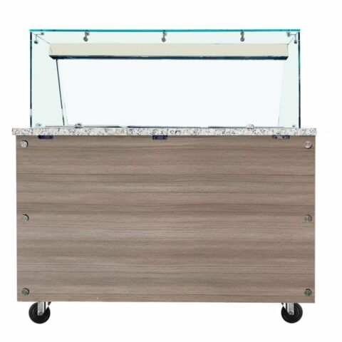 Skyrainbow Bain-Marie Theke für 2x GN1/1 mit Glasaufsatz, Breite 880mm