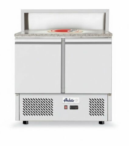 Arktic Pizzatisch zweitürig 300 L mit Granitarbeitsplatte, Edelstahl 900 mm, 310 W