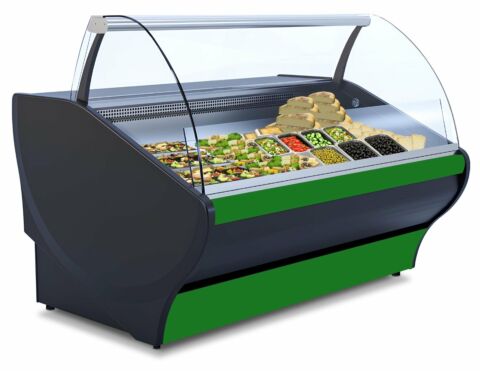 IGLOO Kühltheke Basia Neo 1.56S schwarz/grün, B 1650mm, Stille Kühlung