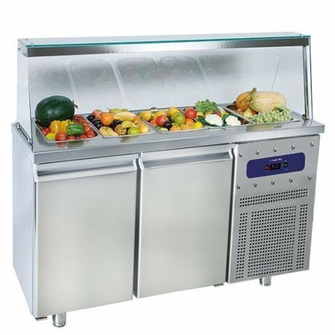 Saladette mit 2 Türen GN 1/1 und Glasstruktur