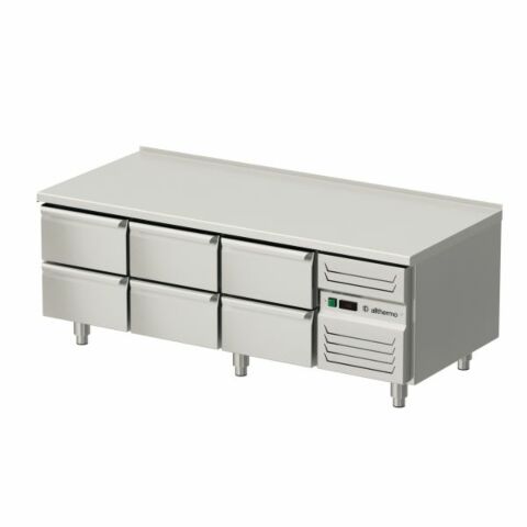 Unterbaukühltisch Edelstahl 6 Schubladen GN1/1, 1600 mm, 0.3 kW