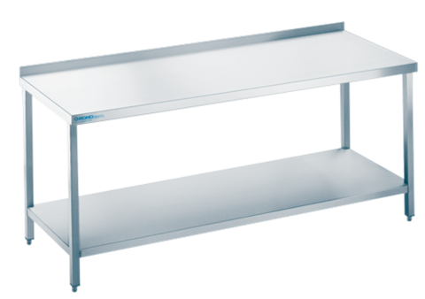 CHROMOnorn Arbeitstisch mit Zwischenboden und Aufkantung 1600x700x850-900mm