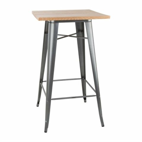 HOLLI ST-G Bistro Bartisch mit Holzplatte grau