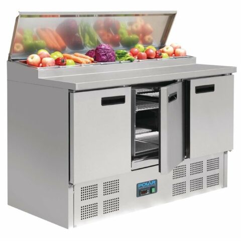 POLAR Saladette und Pizzatisch 390 Liter, 1370x700x1010 mm