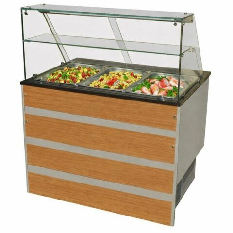Gastronomie Kühltheke, Holzfront für 3x GN 1/1, 1070x800x1350 mm