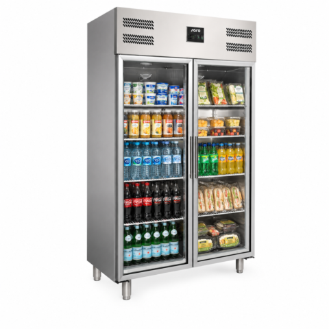 SARO Gewerbekühlschrank mit Glastür - 2/1 GN GN 1200 TNG-Gastro-Germany