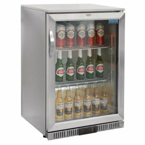 POLAR Edelstahl Barkühlschrank mit Klapptür 138L