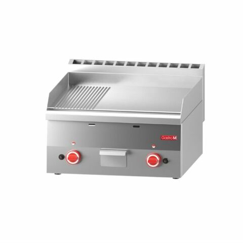 Gastro M Gas Grillplate glatt&gerillt 600x600x280mm, 10,4kW