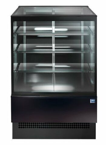 MASTRO Warme Theke, 3 Regalböden, gerader Frontverglasung, Umluft, B=1200 mm