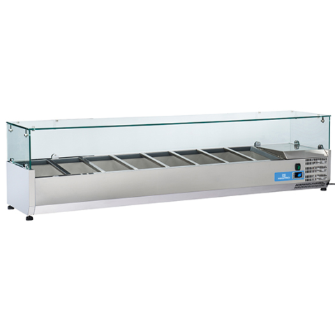 MASTRO Kühlaufsatzvitrine 8x GN 1/3, Breite 1800mm