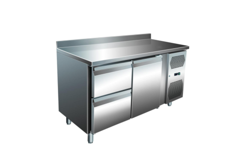 Kühltisch KT-VIP mit 1x 2 Schubladen und 1 Tür und Aufkantung, 1.360x700x960 mm