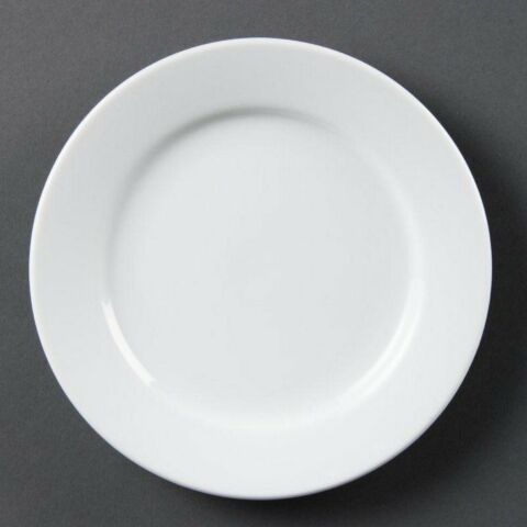 Olympia Whiteware Teller mit breitem Rand 25cm (12 Stück)-Gastro-Germany