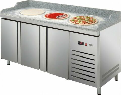 Pizzakühltisch Pizza PKT 3000, 3 Türen 600x400mm, Breite 2017mm
