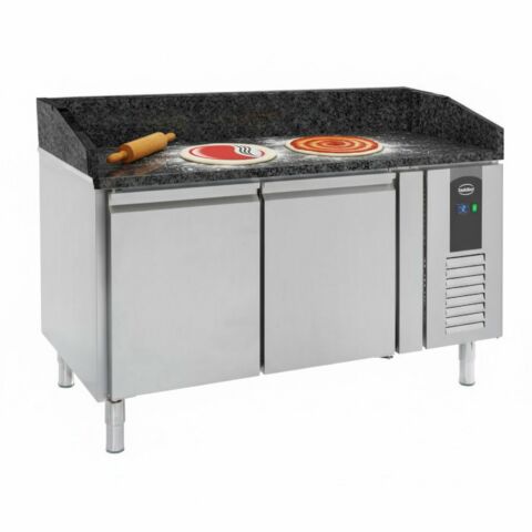 Pizzatisch mit 2 Türen und schwarzer Granit-Arbeitsplatte